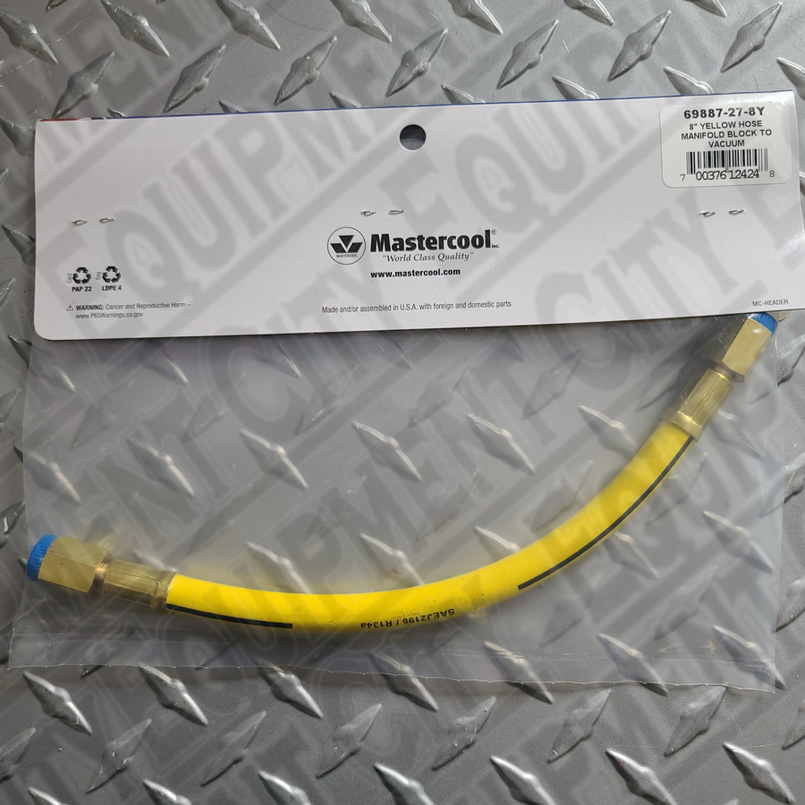 Mastercool 69887-27-8Y Manifold Block to Vacuum  Pump 8 inch Yellow Hose